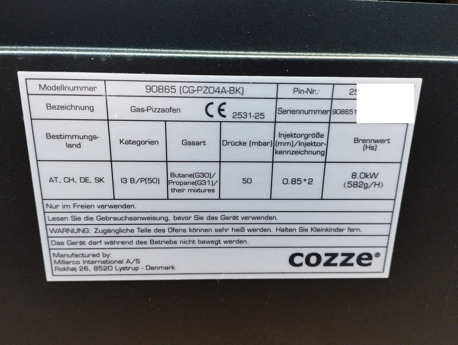 Cozze CLASSIC 17" Gas-Pizzaofen 90865, I39568