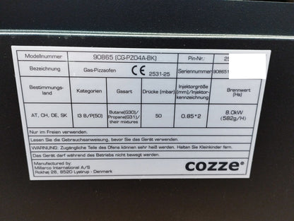 Cozze CLASSIC 17" Gas-Pizzaofen 90865, I39568