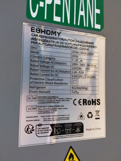 EUHOMY CF35 Kompressor Kühlbox3 0,6L 12V/24V DC, I39435