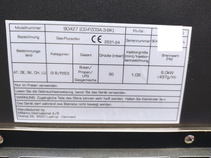 cozze 17" Pizzaofen mit rotierendem Pizzastein ‎90427, 6,0 kW Gasofen, I37726