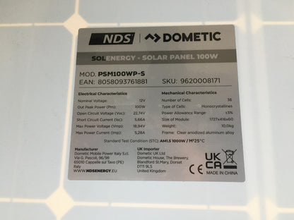 NDS PSM100WP-S Slimline Mono Solarpanel, 100 W, 1727 x 416 x 60 cm, I37059