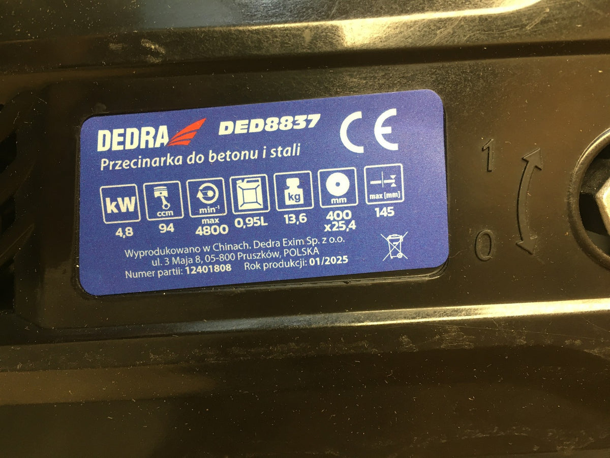 DEDRA DED8837 Benzin-Betonsäge Betonschneidemaschine 400 mm, 4,8 kW, I40947
