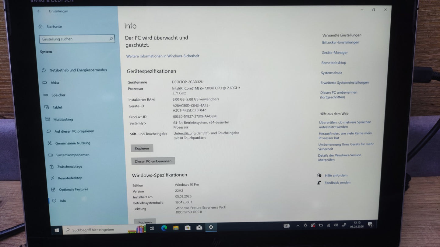 HP Elite X2 1012 G2 Tablet 2-in-1 Touch 12.3" 2736x1824 i5-7300U 8GB 256GB WiFi