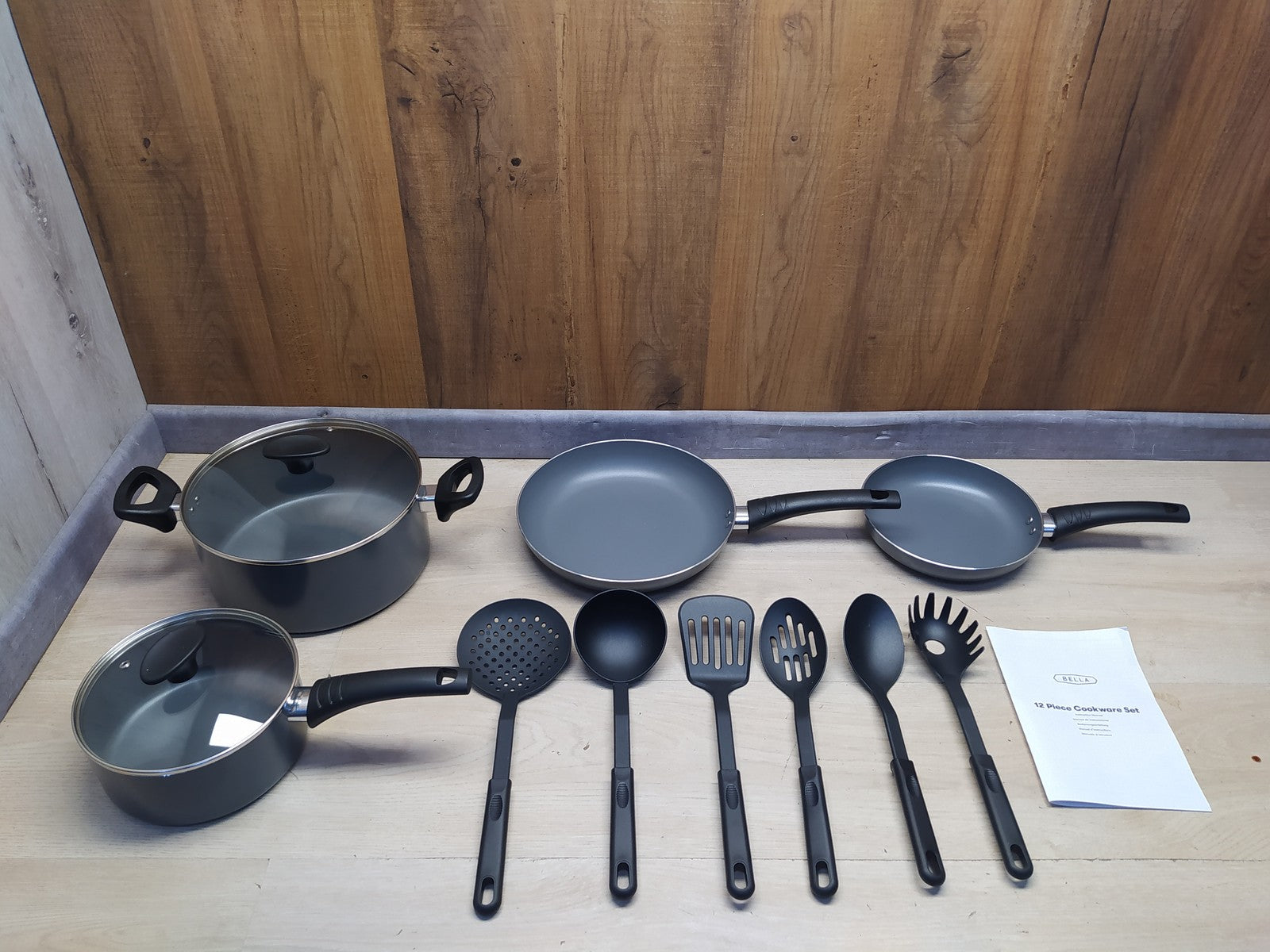 bella Kochgeschirr-Set, 10-teilige Töpfe und Pfannen mit Utensilien, I36220