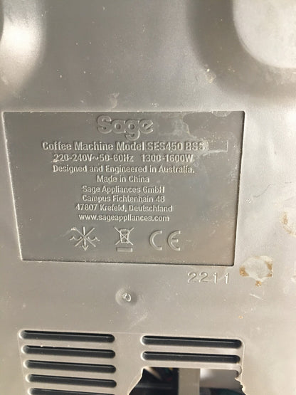 Sage SES450 Kaffeemaschine mit Milchaufschäumer, I39065