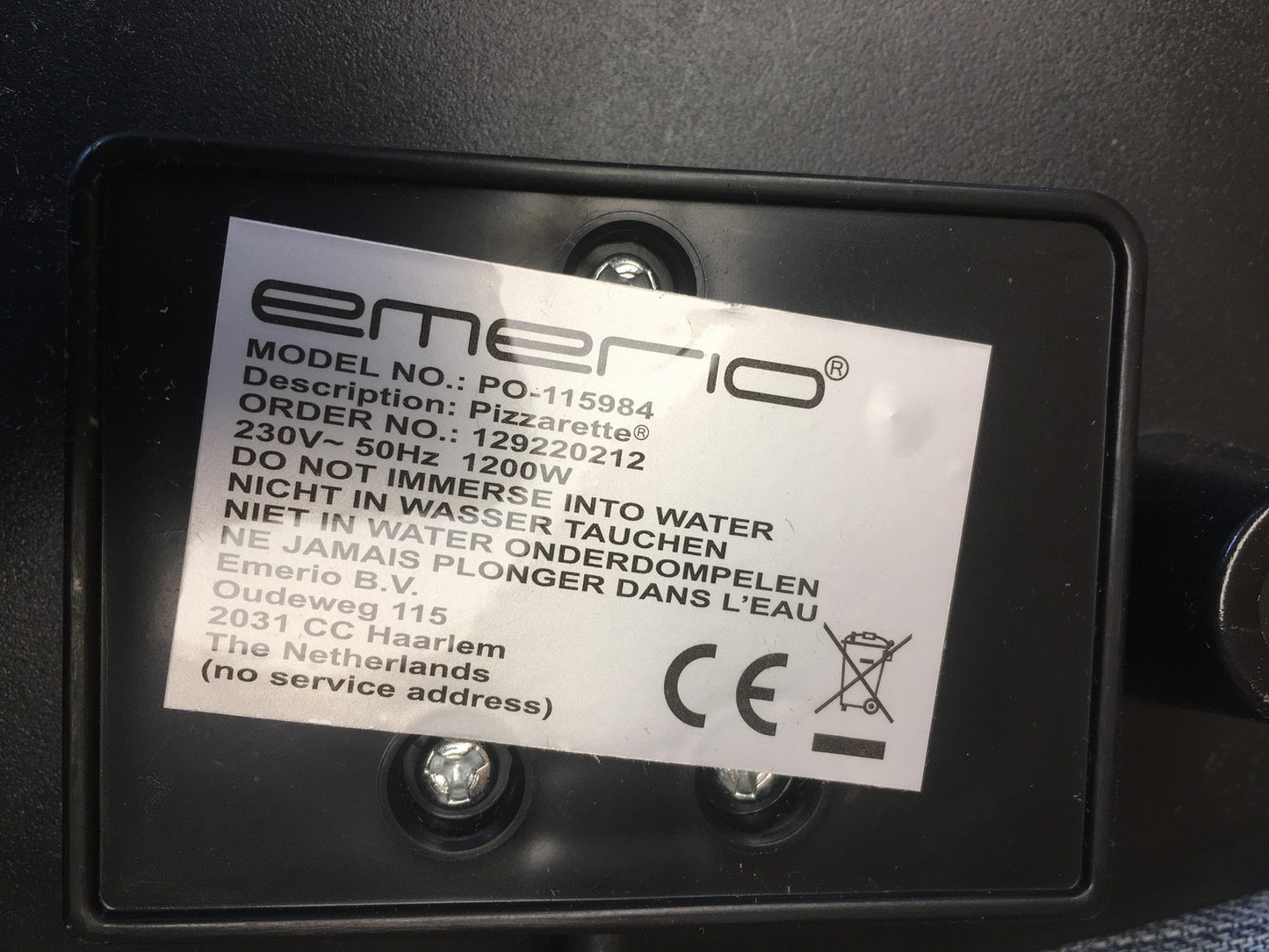 Emerio PO-115984 Pizzaofen, PIZZARETTE, 1200W, I39026