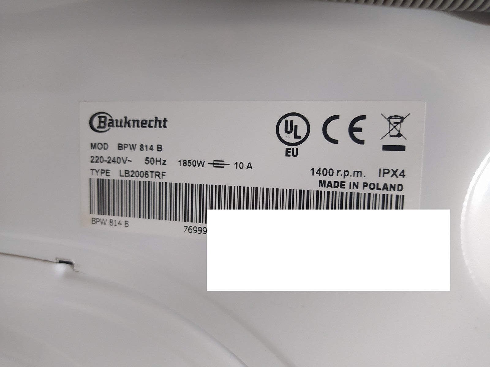 Bauknecht BPW 814 B Waschmaschine Frontlader 8kg EEK: B I36842
