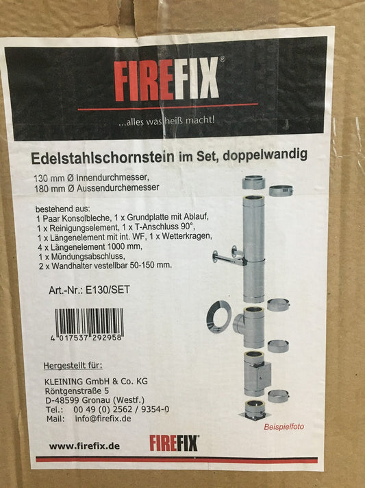 FIREFIX E130/SET doppelwandiger Edelstahlschornstein 130 mm Ø, I37466