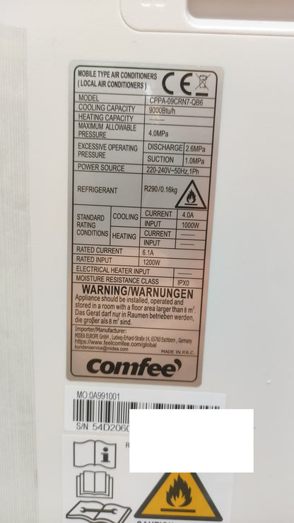 Comfee CPPA-09CRN7-QB6 Mobile Klimaanlage Breezy Cool Pro 2,6, EEK:A, I39630