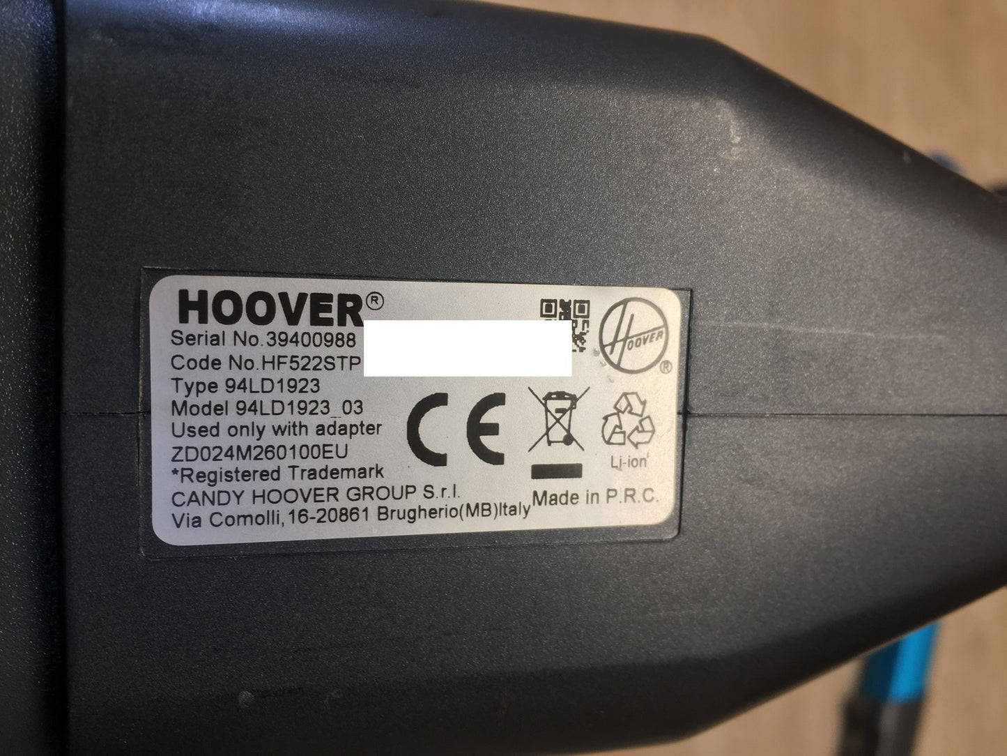 Hoover HF500 kabelloser Staubsauger HF522STP, I40026