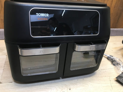 Tower Vizion Heißluftfritteuse mit 2 Kammern T17102VDE, 11L, Schwarz, I39343