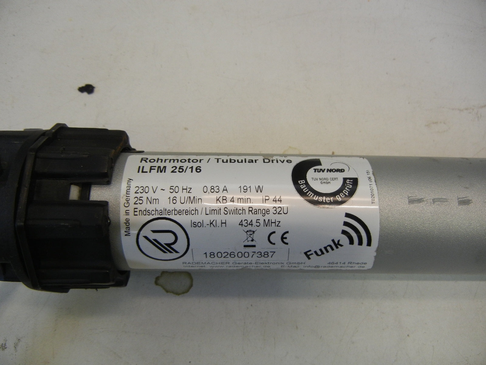 Rademacher Rohrmotor RolloTube I-Line Funk Medium ILFM 25/16Z DEFEKT!