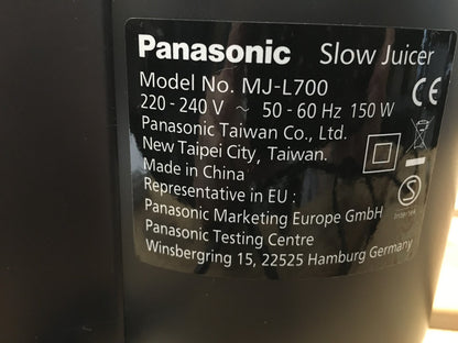 Panasonic Slow Juicer MJ-L700 elektrische Fruchtpresse, 150W, I39550