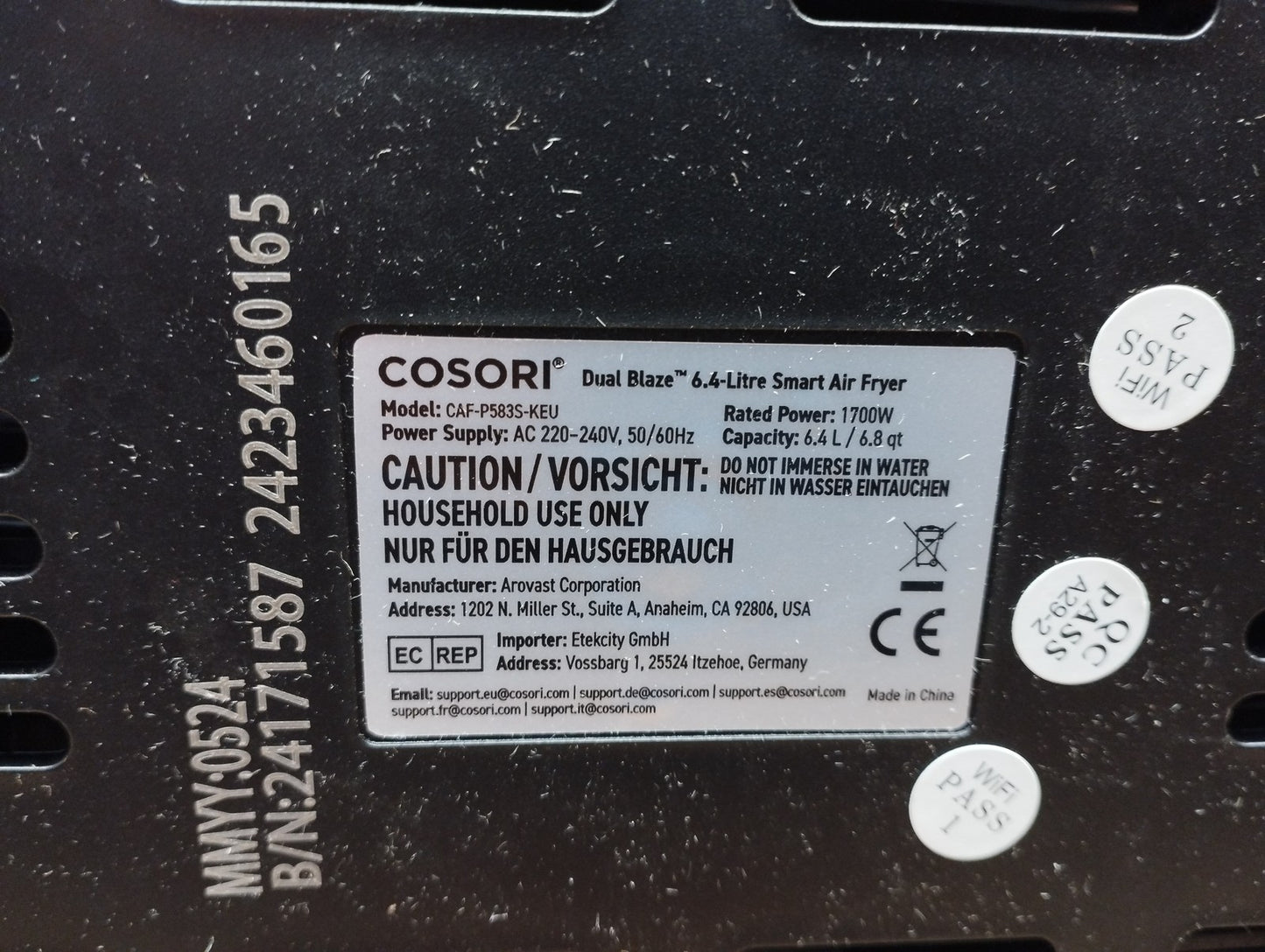 COSORI Dual Blaze Heißluftfritteuse CAF-P583S-KEU, 6,4 L, 1700W, I39444