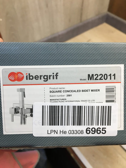Ibergrif M22011 WC-Bidet Handbrause Set mit Dusche und Halter, Unterputz, I37149