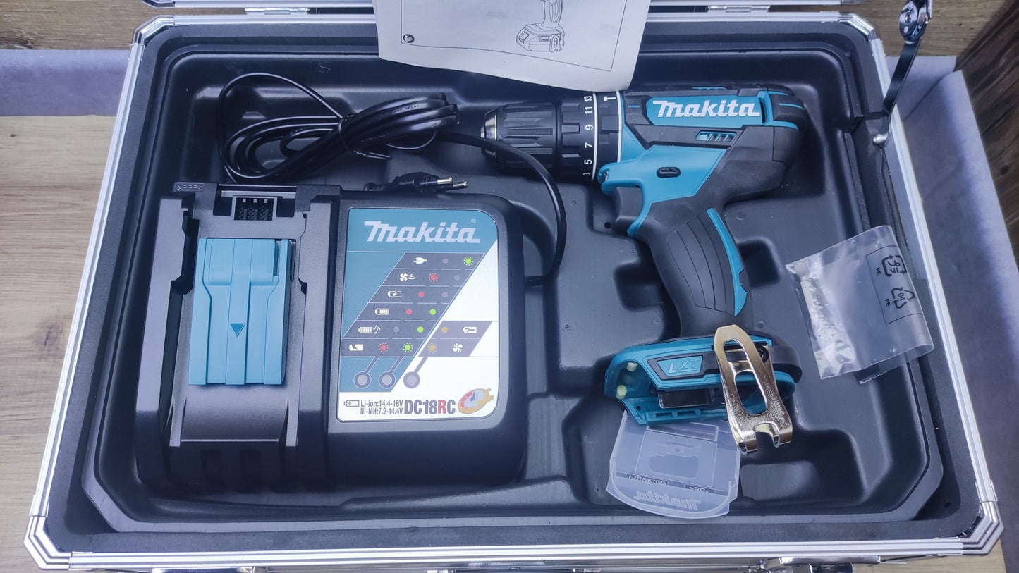 Makita DHP482RFX9 Schlagbohrschrauber 18V, mit Zubehörset, I37444