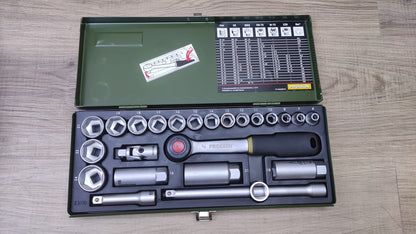 PROXXON 23110 Steckschlüsselsatz, mit 3/8"-Umschaltratsche, 24-tlg., I40918