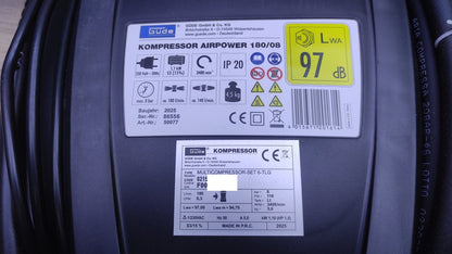 Güde Airpower 180/08 Mobiler Elektro-Kompressor 1.1kW (230V) 1.5PS