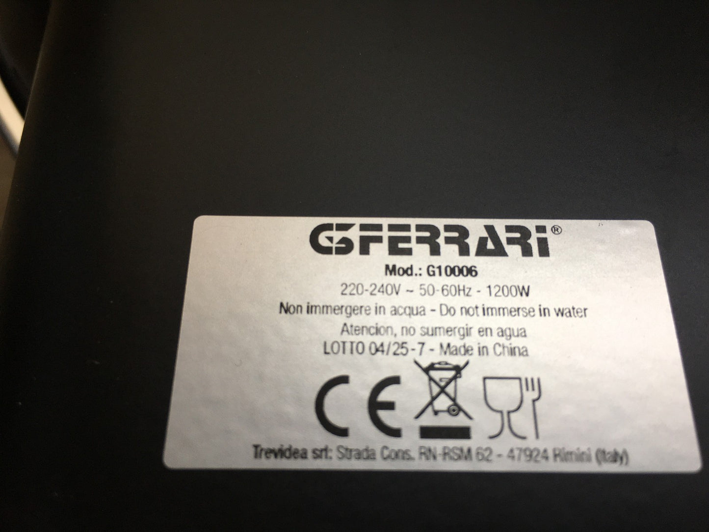G3 Ferrari G10006 Pizzaofen, 1200 W, 400°C, schwarz, I39210