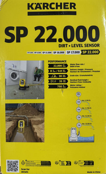 Kärcher SP 22.000 Dirt Level Sensor Schmutzwasser-Tauchpumpe 1.645-851.0