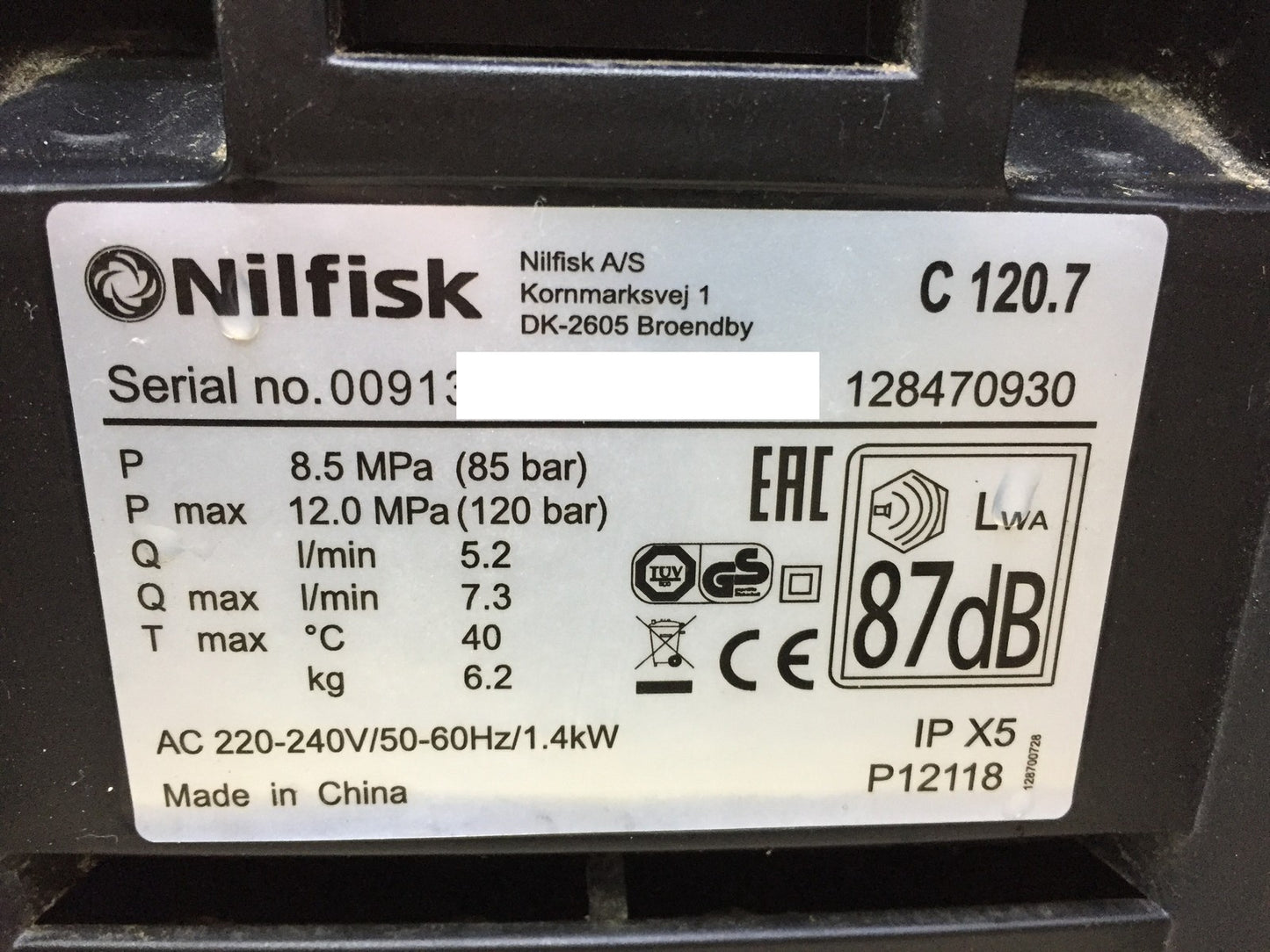 Nilfisk C 120.7 Hochdruckreiniger  128470930, 1400 W, I34053