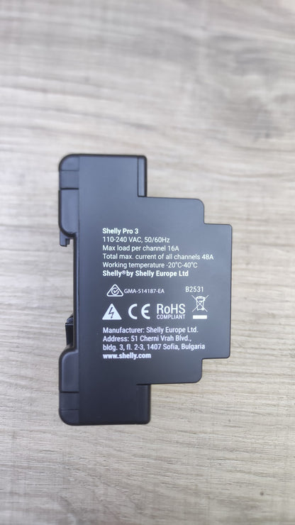 Shelly Pro 3 Wlan, LAN & Bluetooth 3 Kanäle Smart Relais, I38543