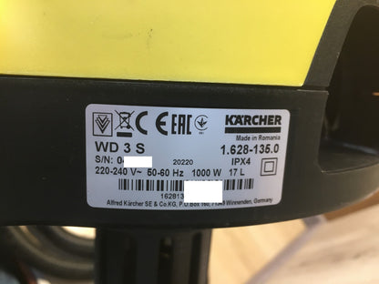 Kärcher 1.628-135.0 Nass-/Trockensauger WD 3 S, 1000W, 17L, I38655