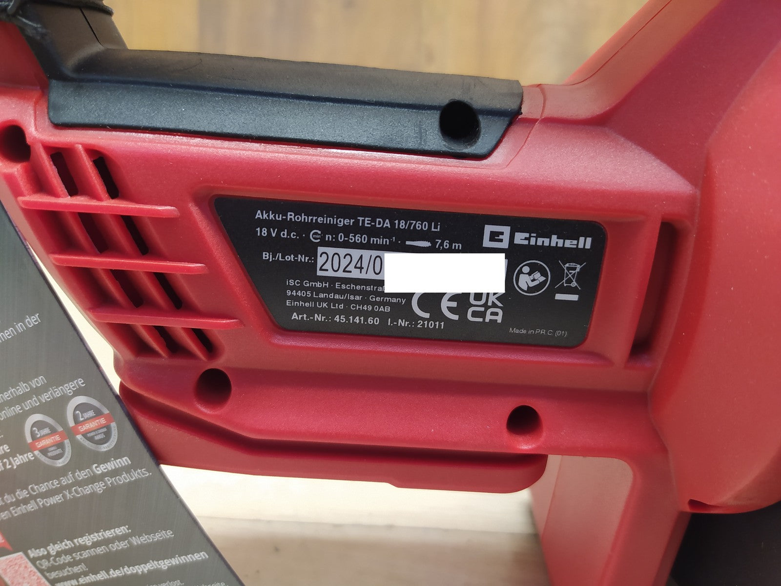 Einhell Akku-Rohrreiniger TE-DA 18/760 Li solo (4514160), I36915