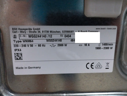 Bosch WGG244140 Frontlader Waschmaschine 9 kg, 1400 Up/M, EEK:A, I39484