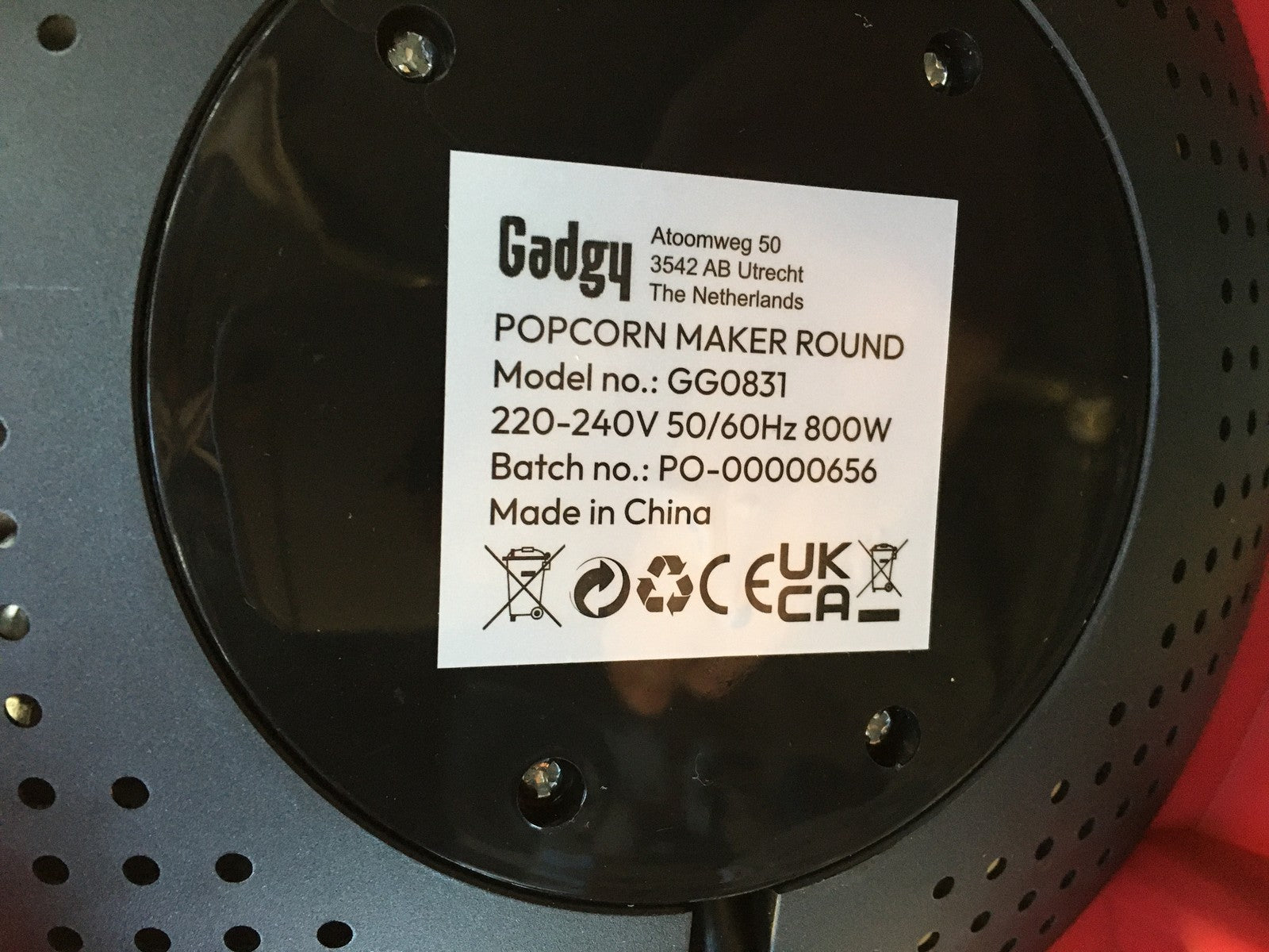 Gadgy GG0831 Popcornmaschine 800W, 5L, I36091