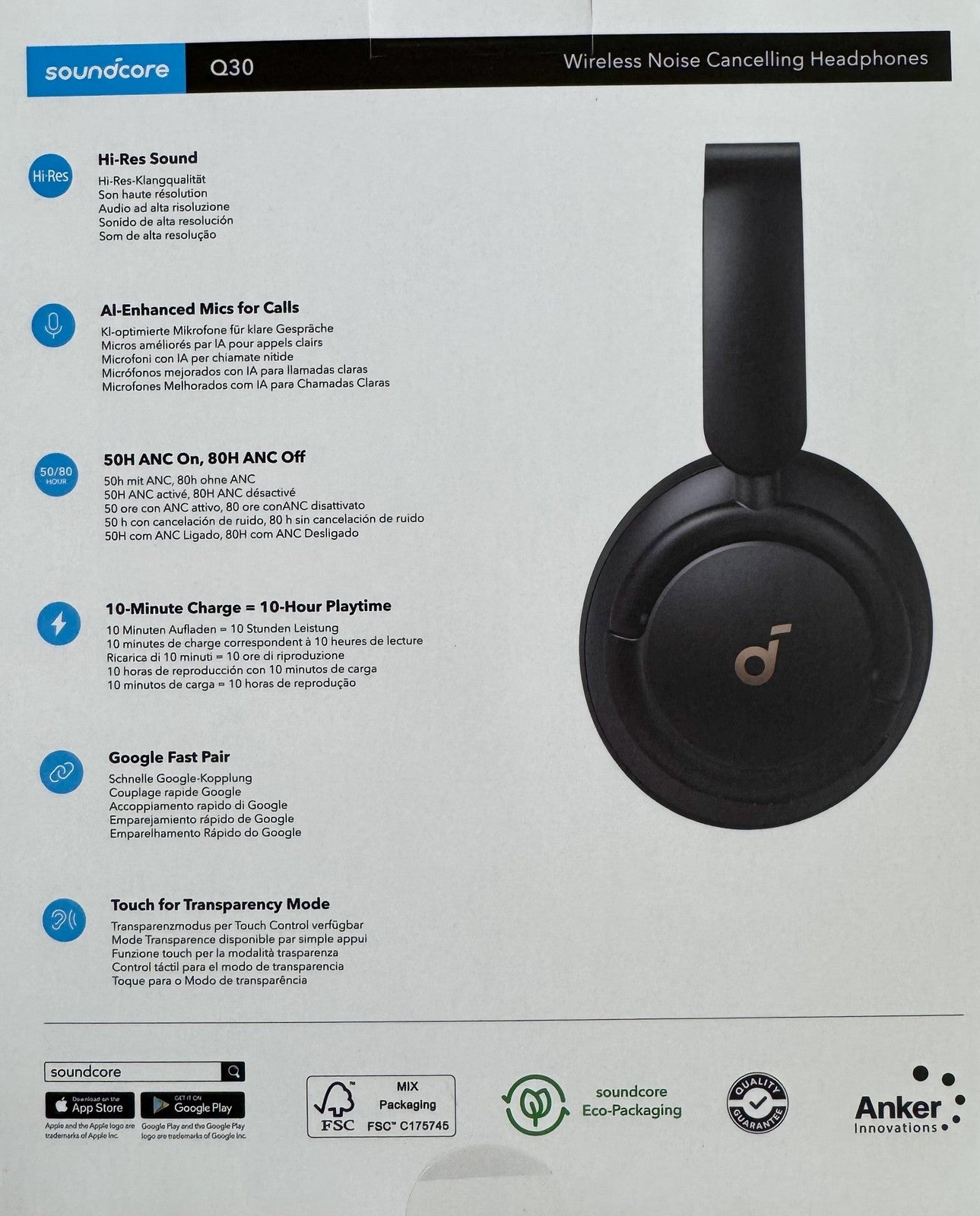 soundcore by Anker Q30 Bluetooth Kopfhörer I39081