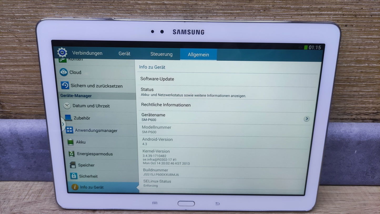 Samsung Galaxy Note 10.1 Tablet SM-P600 10.1" WQXGA 2560x1600 16GB WiFi weiß