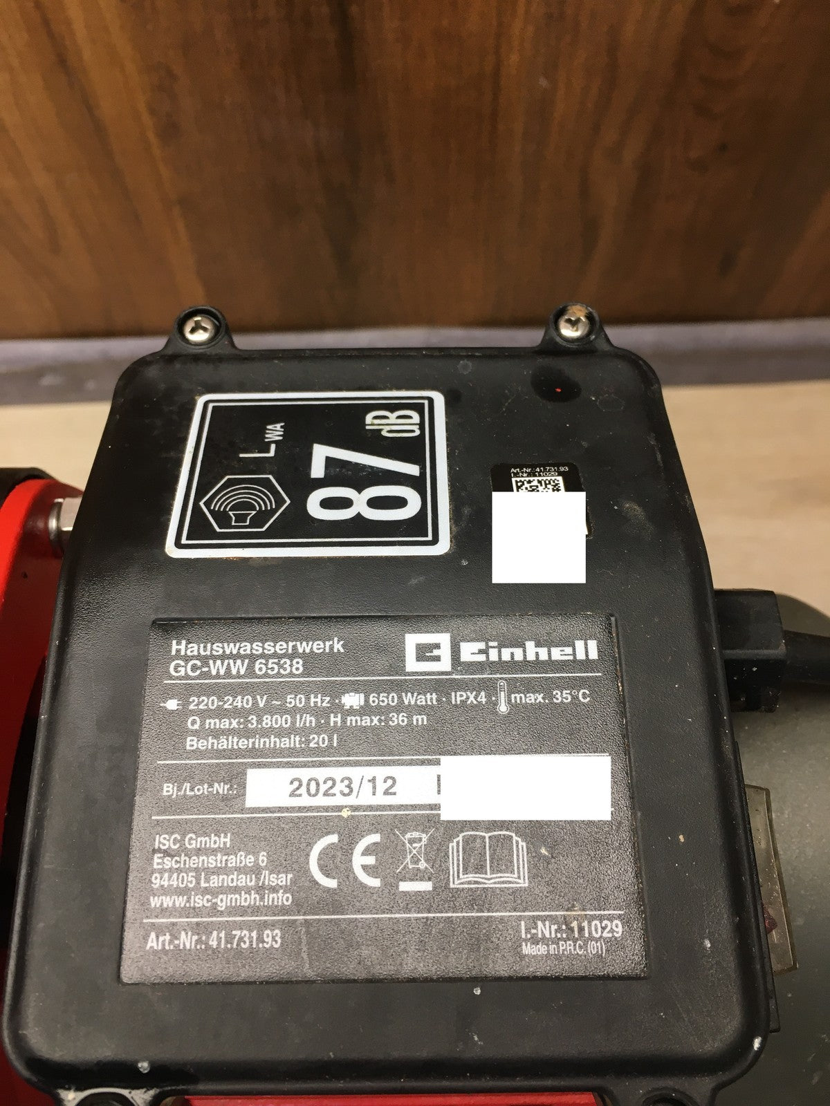 Einhell GC-WW 6538 Elektro-Hauswasserwerk 650W 3,6 bar (4173193) I38056