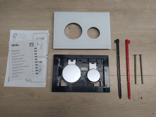 TECE 9.240.659 Loop Betätigungsplatte für WC, Glas weiß, Tasten Chrom, I37393