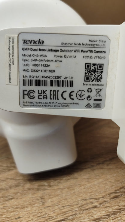 Tenda CH9-WCA Überwachungskamera Außen mit Dual-Objektiv, 2K+2K WLAN, I40175