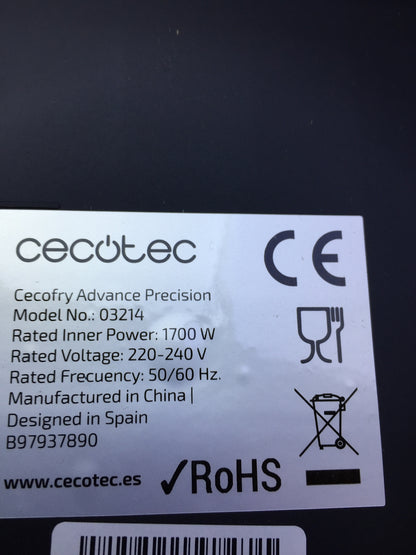 Cecotec Cecofry Advance Precision Heißluftfritteuse (03214), 1700W, 5,5L, I29478