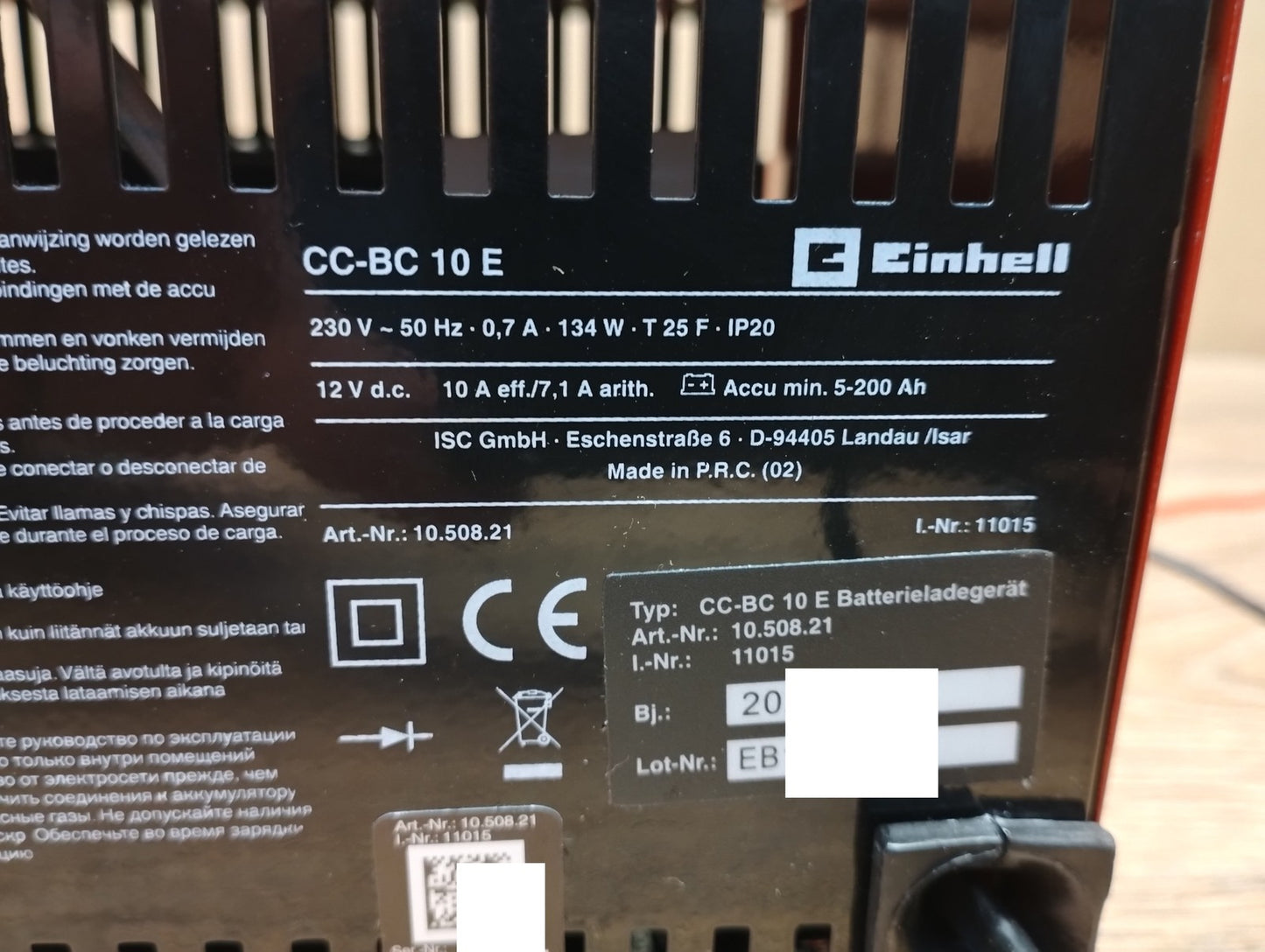 Einhell Kfz-Ladegerät CC-BC 10 E (1050821), 12 V, I40004