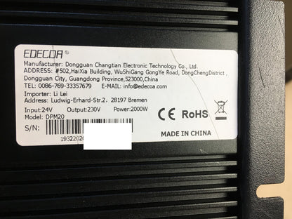 EDECOA DPM20 Wechselrichter 2000W 24V 230V Spannungswandler, I36751