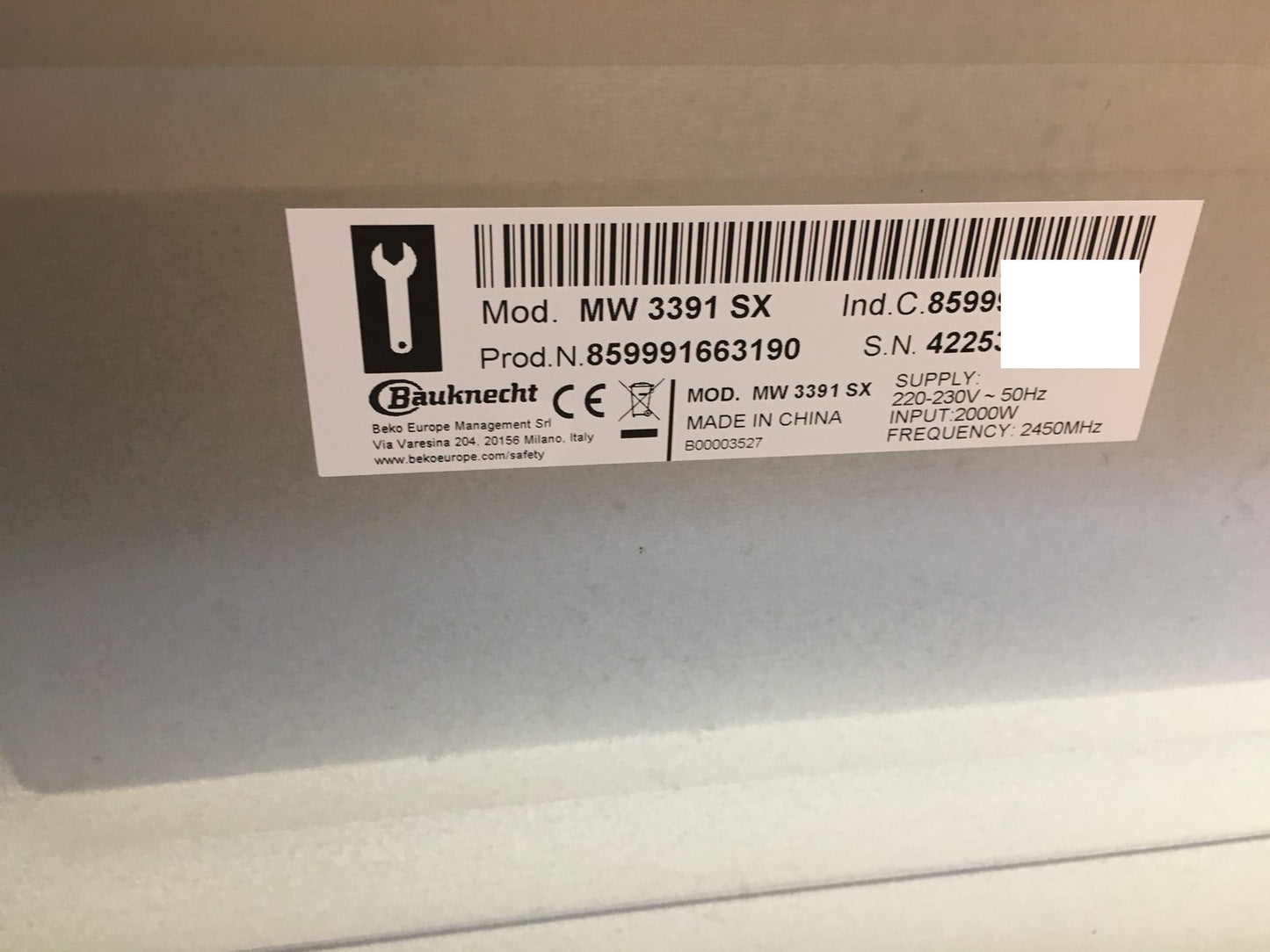 Bauknecht MW 3391 SX 5 in 1-Multifunktionsmikrowelle, 1000 W, 33 L, I39027