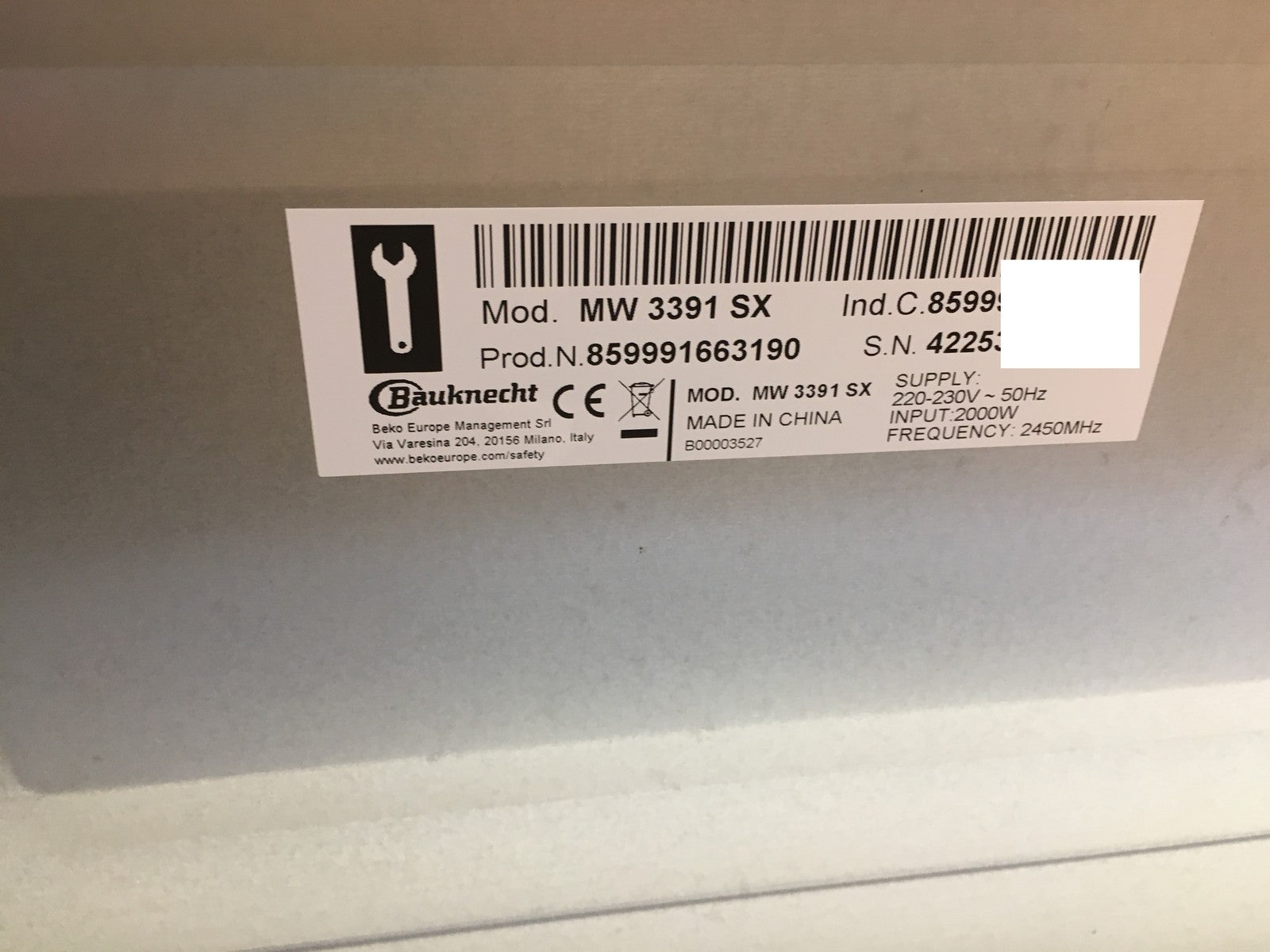 Bauknecht MW 3391 SX 5 in 1-Multifunktionsmikrowelle, 1000 W, 33 L, I39027