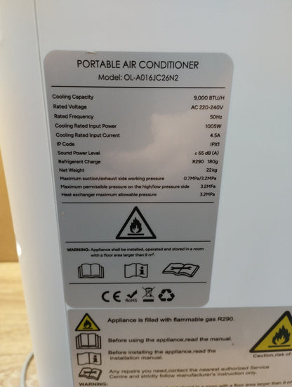 Oyajia Mobile Klimaanlage OL-A016JC26N2, 9.000 BTU/h, Klimagerät, I39825