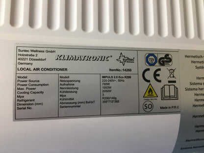 Suntec Wellness Mobiles Klimagerät Impuls 2.0 Eco R290 7000 BTU/h EEK: A, I39053