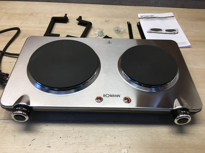 Bomann Edelstahl-Doppelkochplatte DKP 5033 E CB, 2500W, I36407