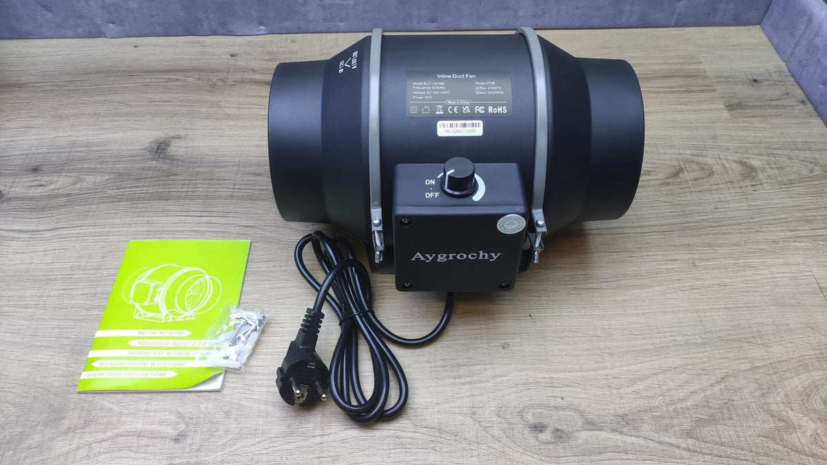 Aygrochy EUT125-MS Rohrventilator, 416 Kubikmeter pro Stunde