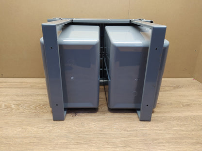 Relaxdays 10031545 Einbaumülleimer 2-fach, ausziehbar, 2x 20 l, grau, I39381