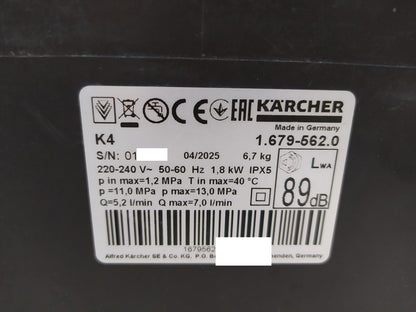 Kärcher Hochdruckreiniger K 4 (1.679-562.0), max. 130 bar, I38855