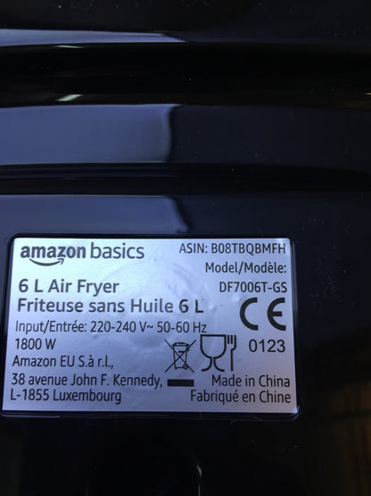 Amazon Basics DF7006T-GS Luftfritteuse mit digitalem Touchscreen, 9L, I29291