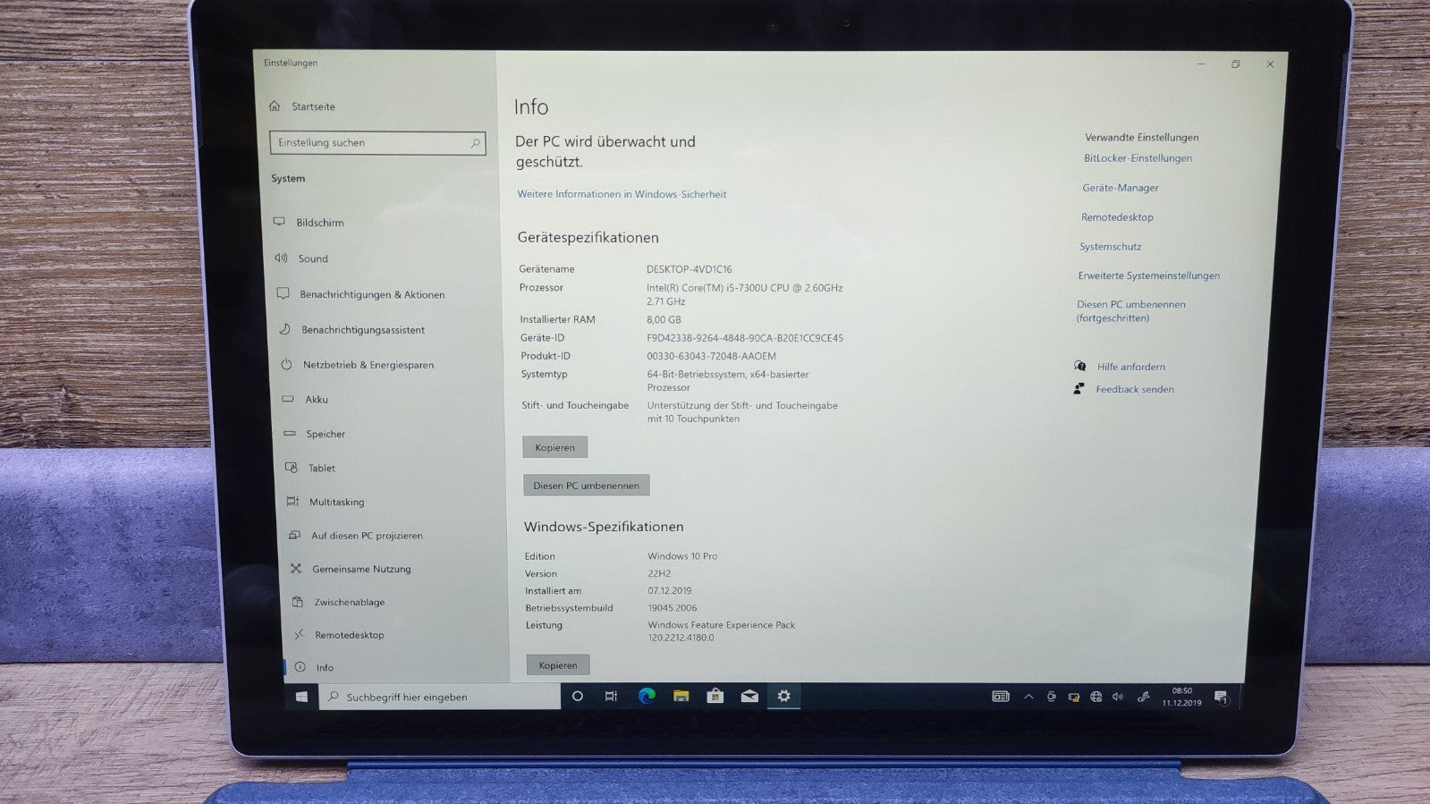 Microsoft Surface Pro 5 Windows Tablet 2736x1824 i5-7300U 8GB 256GB LTE M1807