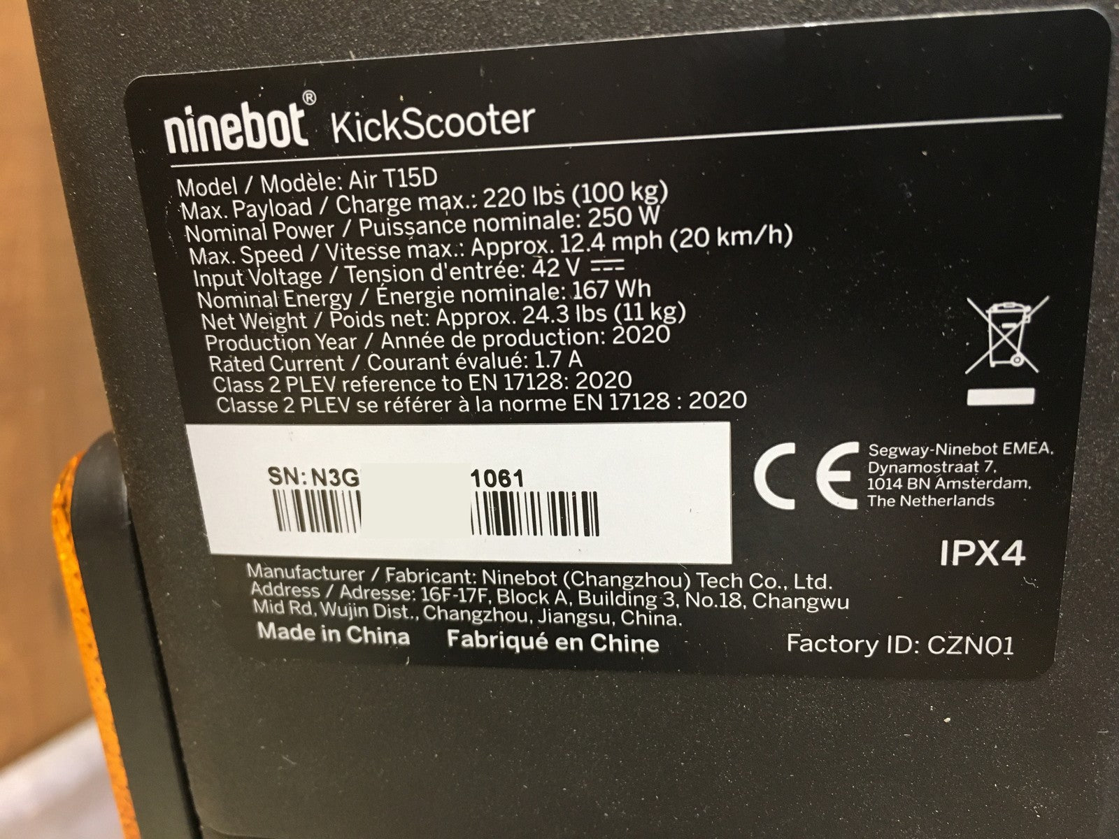 Segway eKickScooter Ninebot Air T15D E-Scooter Elektro-Roller 167Wh 20km/​h
