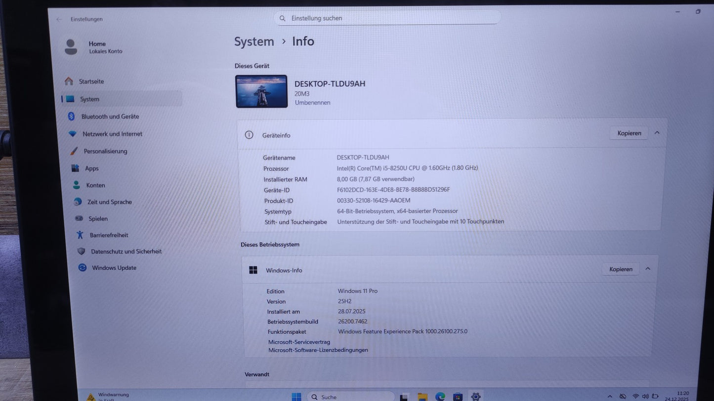 Lenovo IdeaPad Miix 520-12IKB Tablet 12.2 Touch 1920x1200 i5-8250U 8GB 256GB LTE